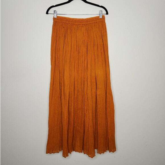 Vintage y2k Fashion Fuse One Size Maxi Skirt Pleated Orange Boho Fall Fairy - Picture 6 of 6